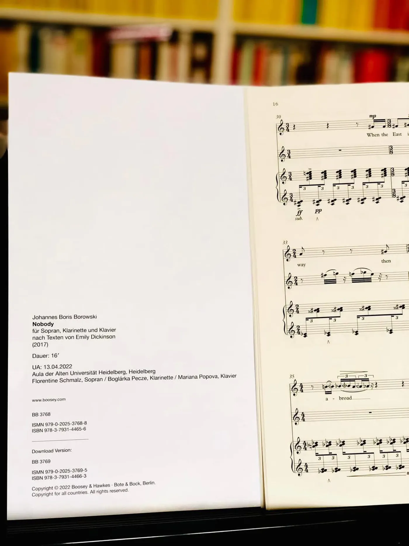 New vocal chamber music repertoire by Johannes Boris Borowski